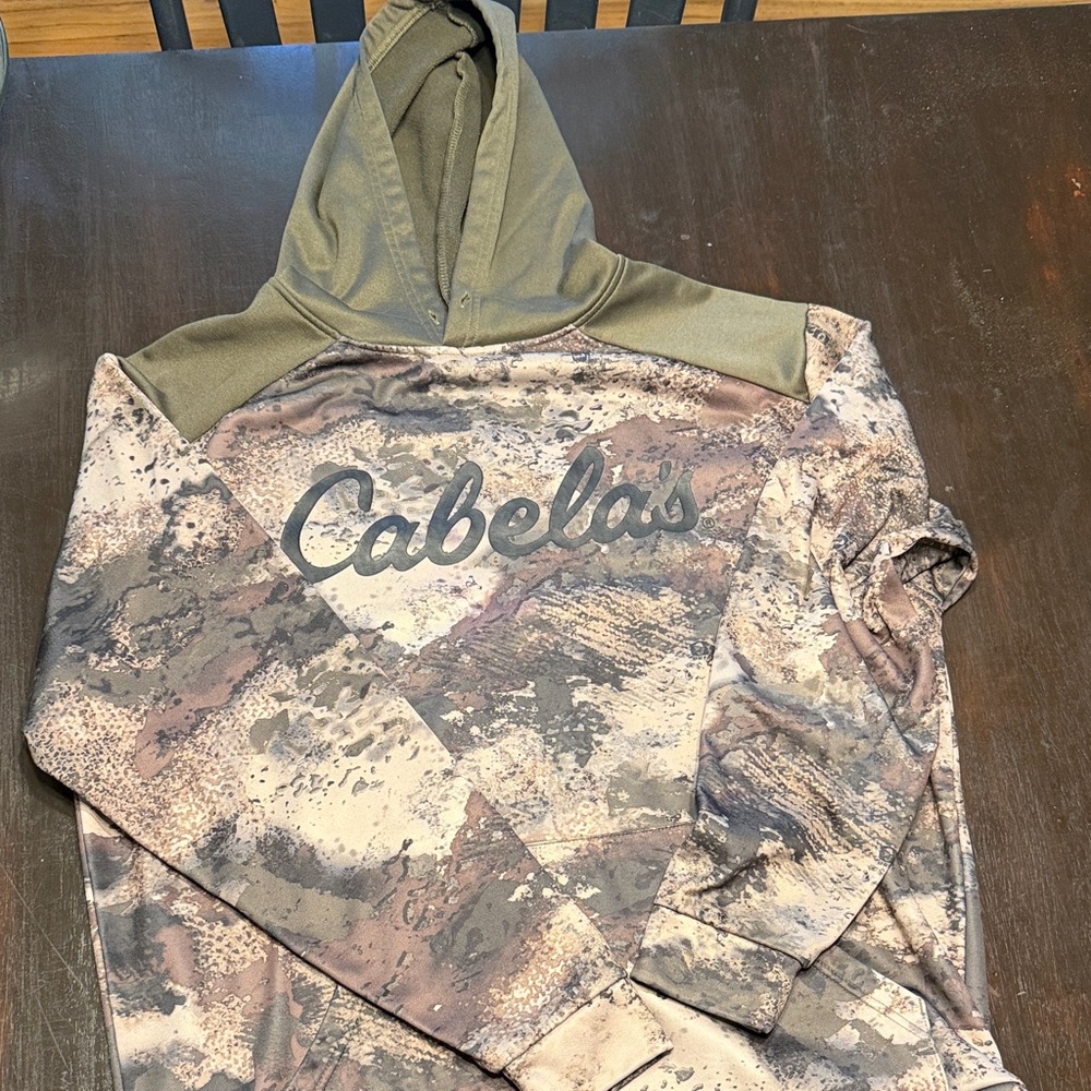 Cabela's Camo Hooded Pullover - Olive & Brown